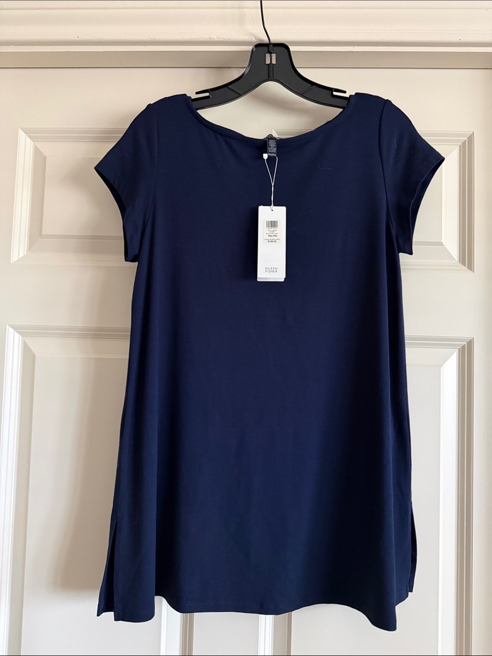 Eileen Fisher Navy Short-Sleeve Swing Tunic size PM